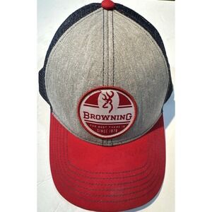 Browning Trucker Hat Cap‎ SnapBack Mesh Red Blue